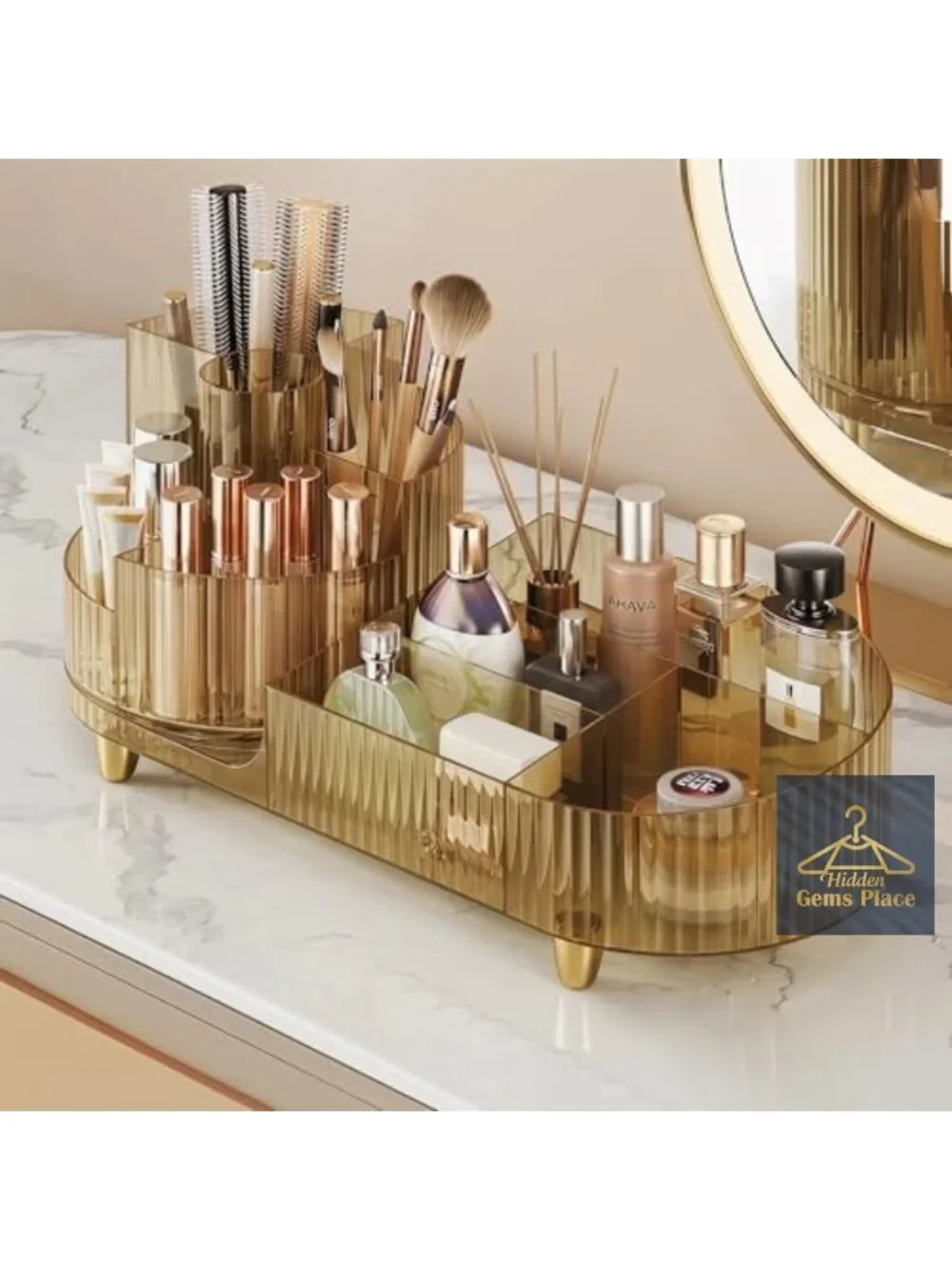 Rotating Makeup Organizer Acrylic Cosmetic Display Case Large Beauty Brush